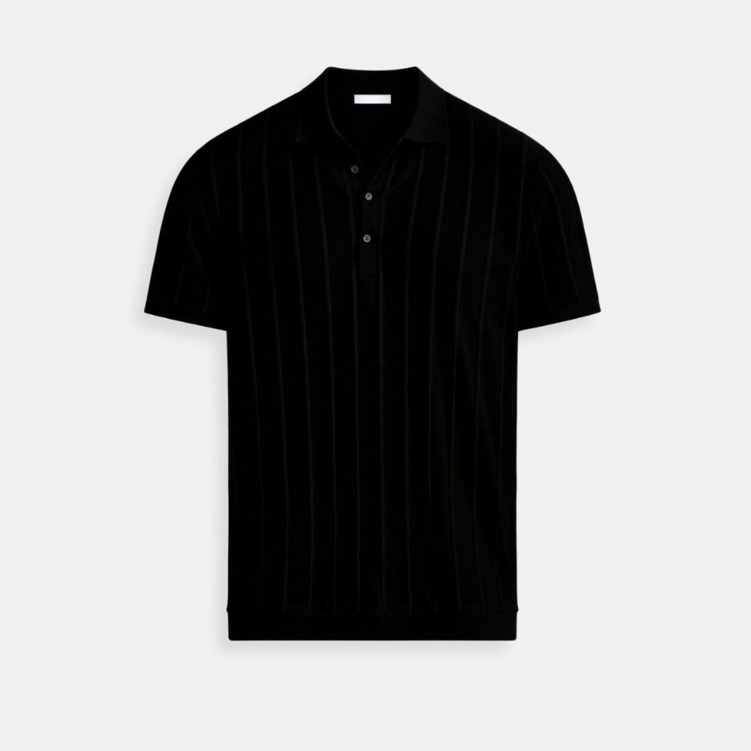 Vertical Striped Button Up Polo
