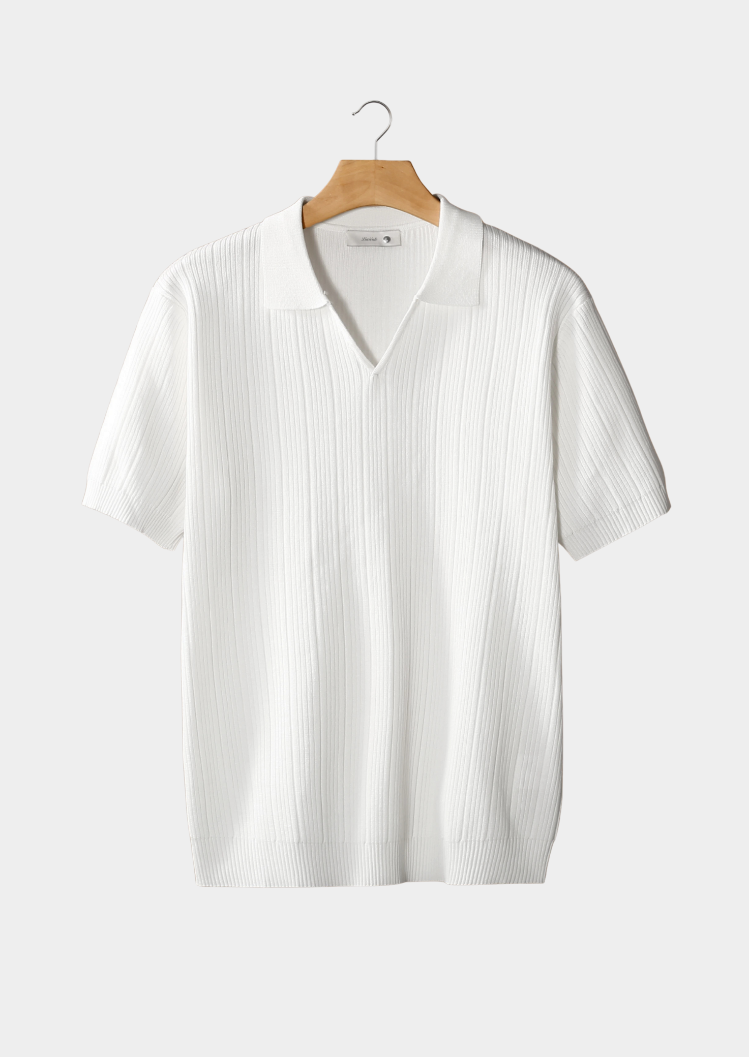 OPEN COLLAR RIBBED POLO