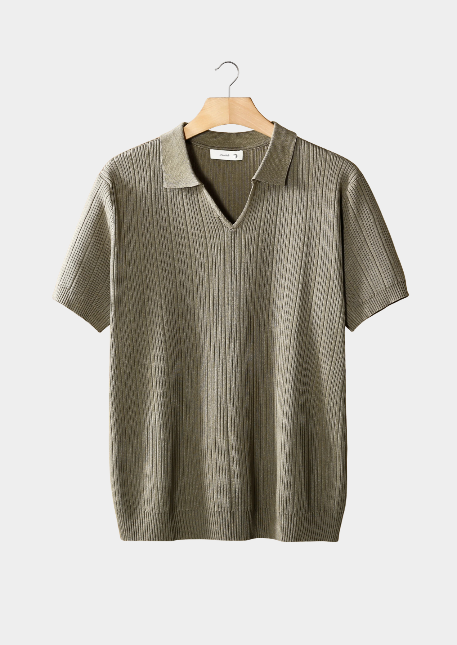 OPEN COLLAR RIBBED POLO