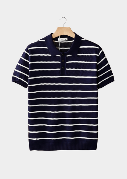 STRIPED TEXTURED BUTTON POLO